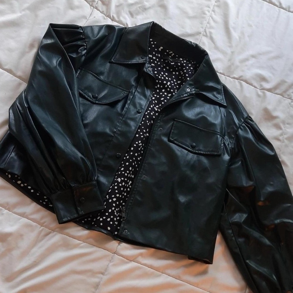 Fate Green Faux Leather Bomber Jacket